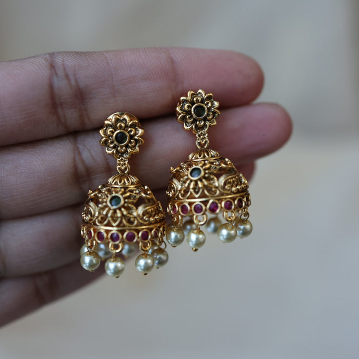 Antique gold jumka earrings AJJ664
