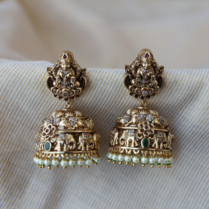 Antique gold temple design jumka earrings AJJ6242