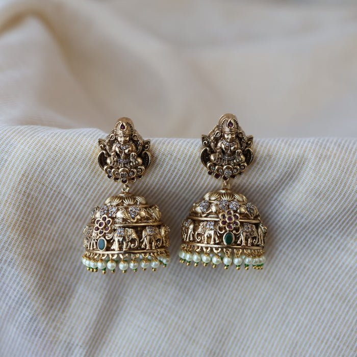 Antique gold temple design jumka earrings AJJ6242