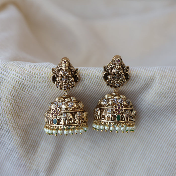 Antique gold temple design jumka earrings AJJ6242