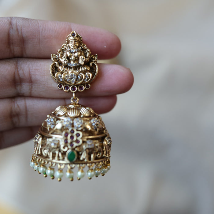 Antique gold temple design jumka earrings AJJ6242