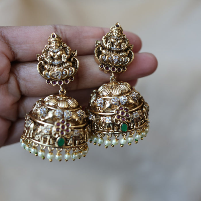 Antique gold temple design jumka earrings AJJ6242