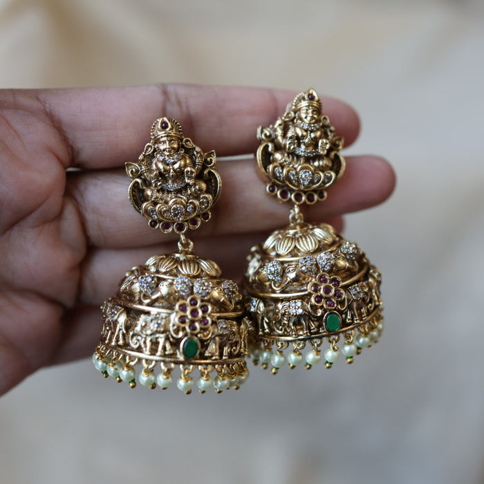 Antique gold temple design jumka earrings AJJ6242