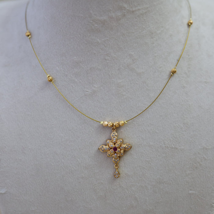 Heritage gold plated invisible short necklace IN0034