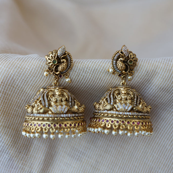 Antique gold temple design jumka earrings AJJ6289