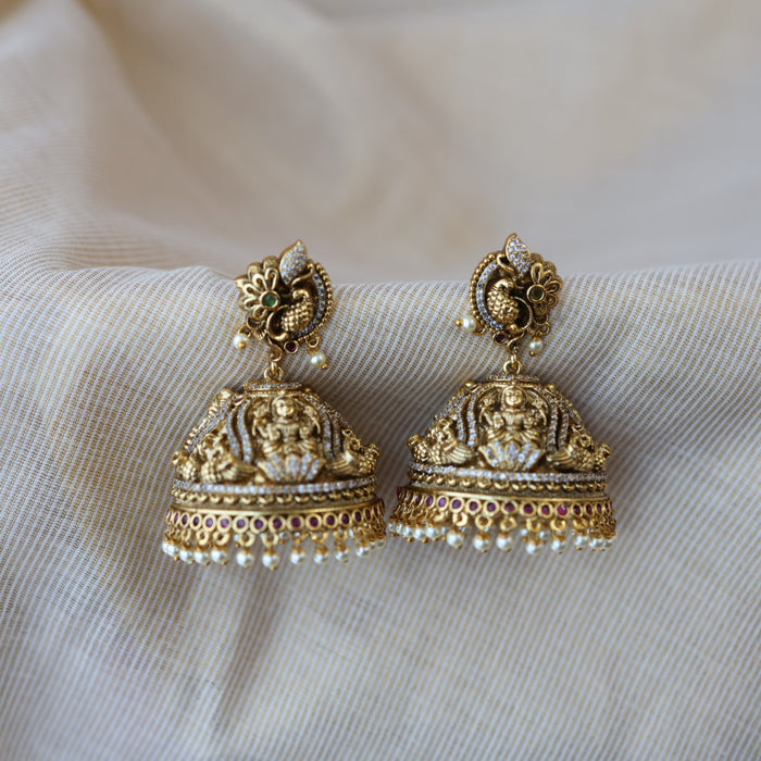 Antique gold temple design jumka earrings AJJ6289
