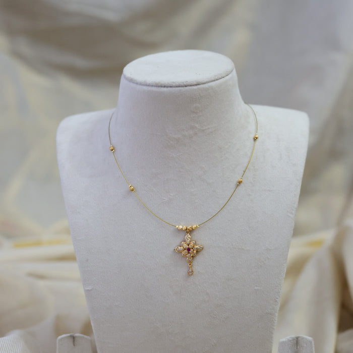 Heritage gold plated invisible short necklace IN0034