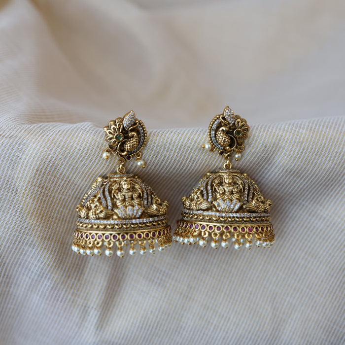 Antique gold temple design jumka earrings AJJ6289