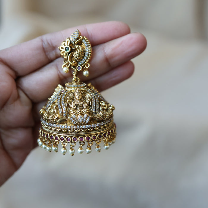 Antique gold temple design jumka earrings AJJ6289