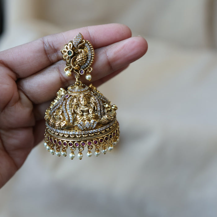 Antique gold temple design jumka earrings AJJ6289