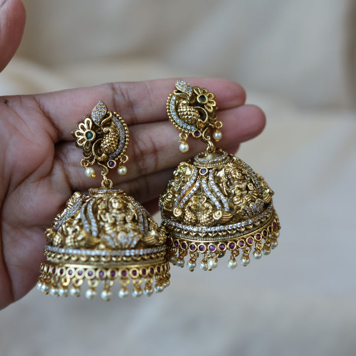Antique gold temple design jumka earrings AJJ6289