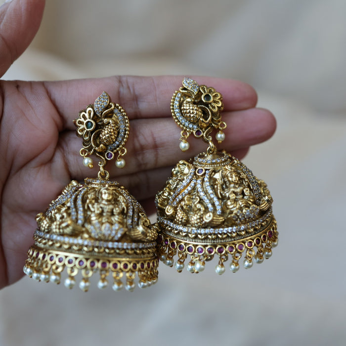 Antique gold temple design jumka earrings AJJ6289