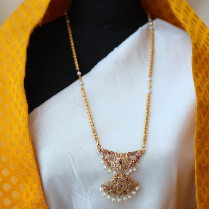 Heritage gold plated padakam pearl long necklace HP0279