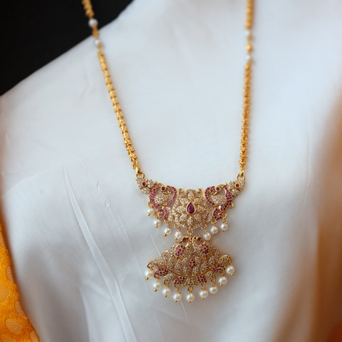 Heritage gold plated padakam pearl long necklace HP0279