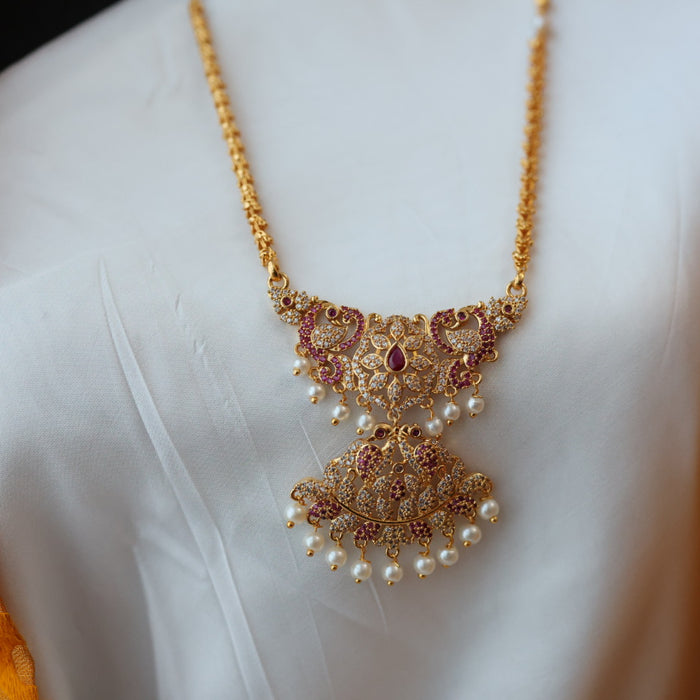 Heritage gold plated padakam pearl long necklace HP0279