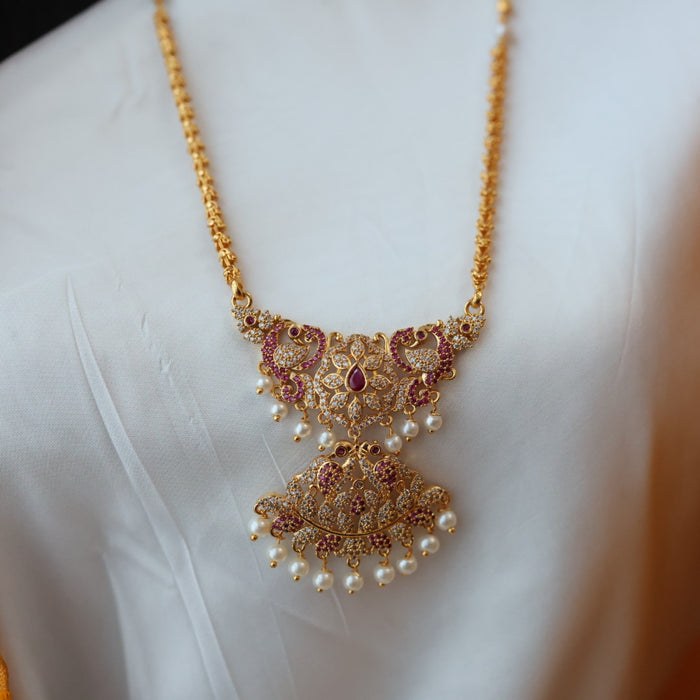 Heritage gold plated padakam pearl long necklace HP0279