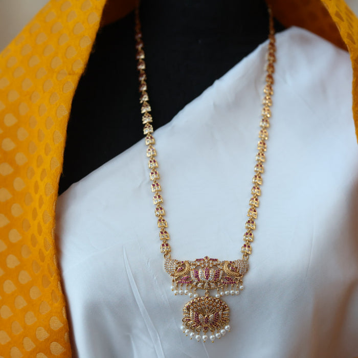 Heritage gold plated padakam pearl long necklace HP0278