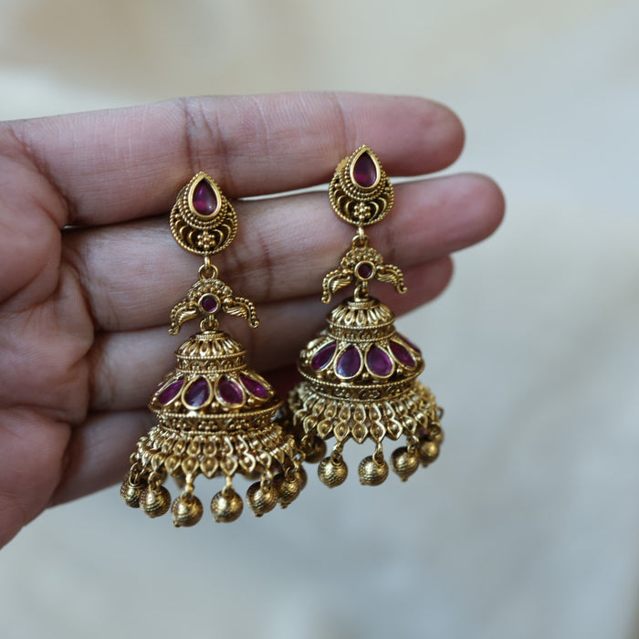 Antique gold jumka earrings AJJ6988