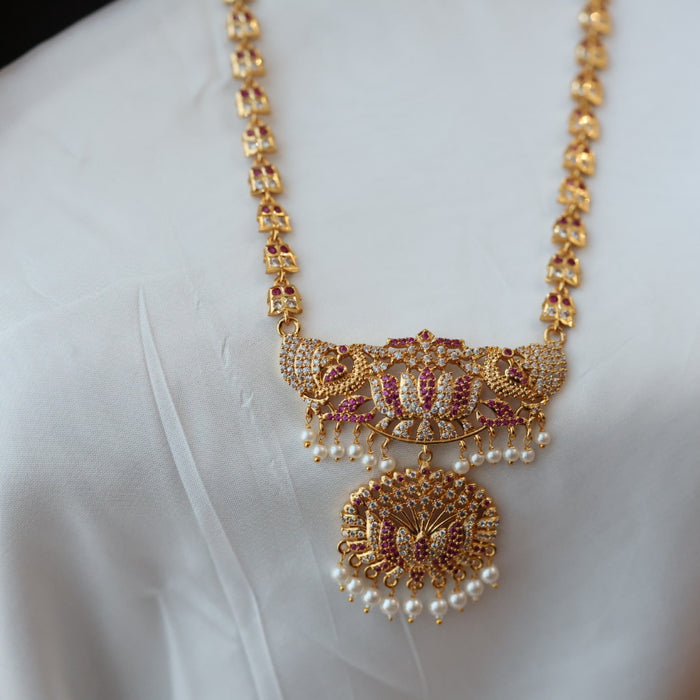 Heritage gold plated padakam pearl long necklace HP0278