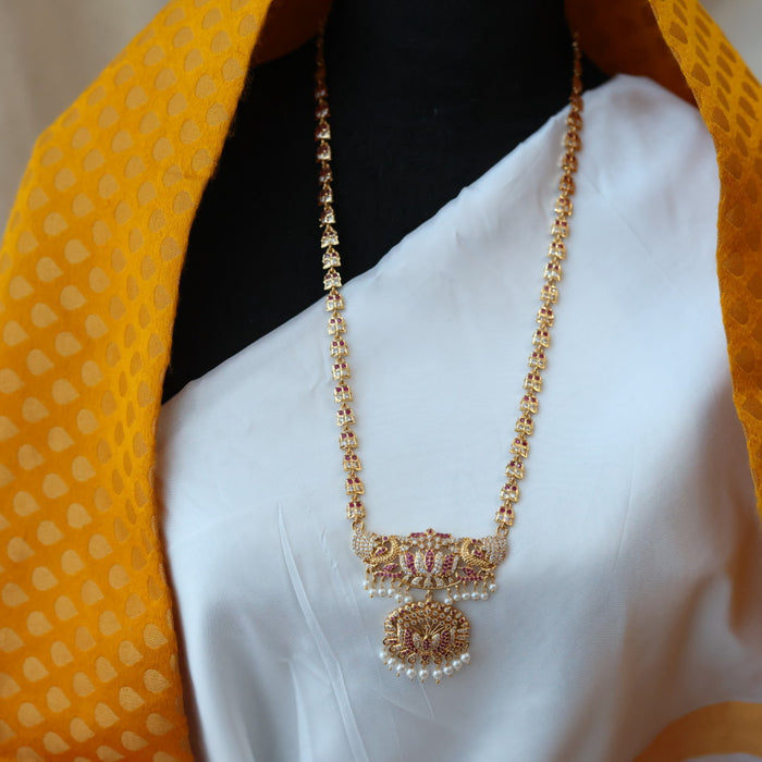 Heritage gold plated padakam pearl long necklace HP0278