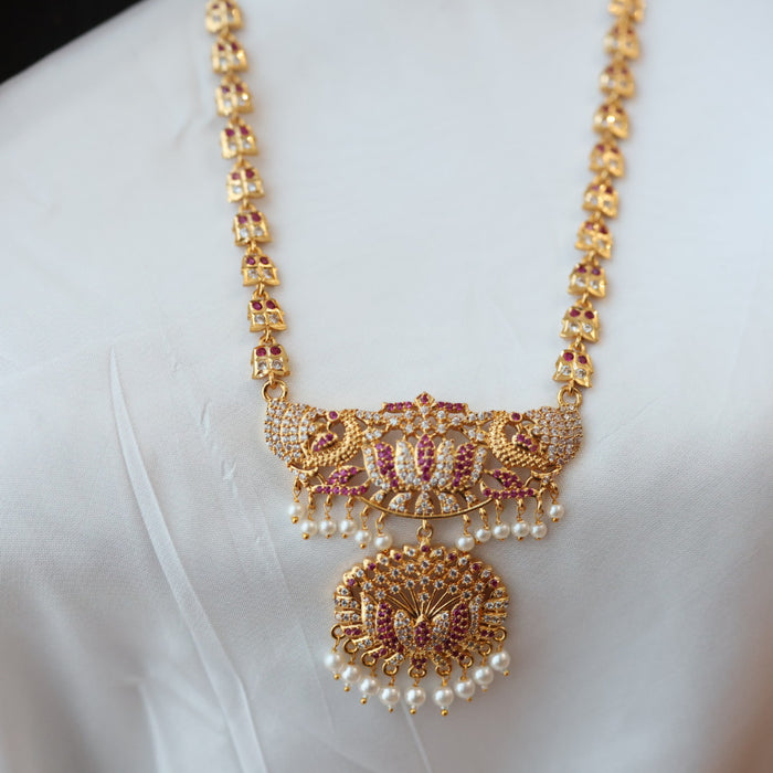 Heritage gold plated padakam pearl long necklace HP0278