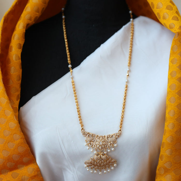 Heritage gold plated padakam pearl long necklace HP0277