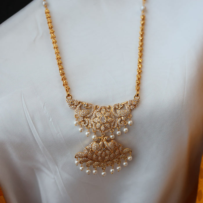 Heritage gold plated padakam pearl long necklace HP0277