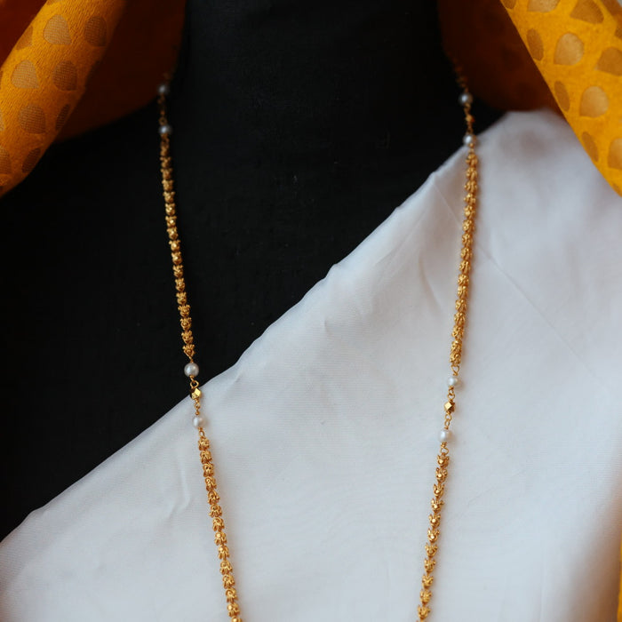 Heritage gold plated padakam pearl long necklace HP0277