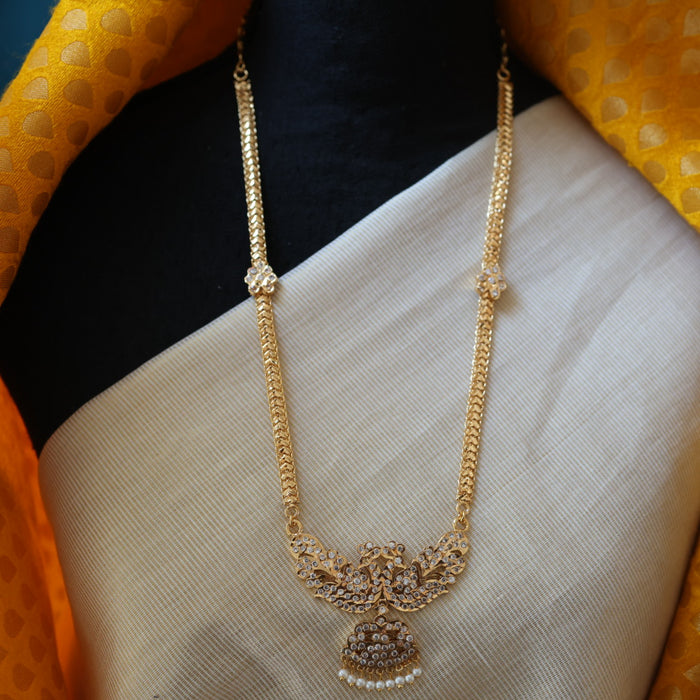 Heritage gold plated white stone pdakam short necklace HP216