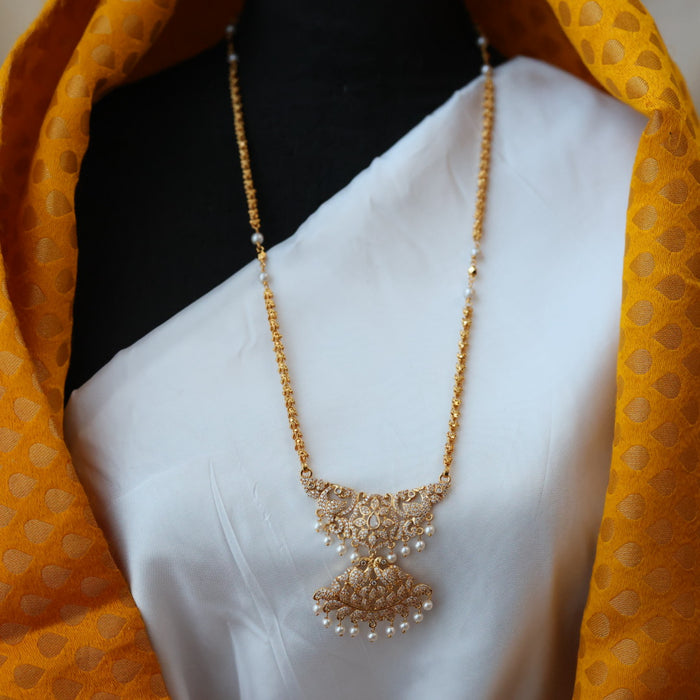 Heritage gold plated padakam pearl long necklace HP0277