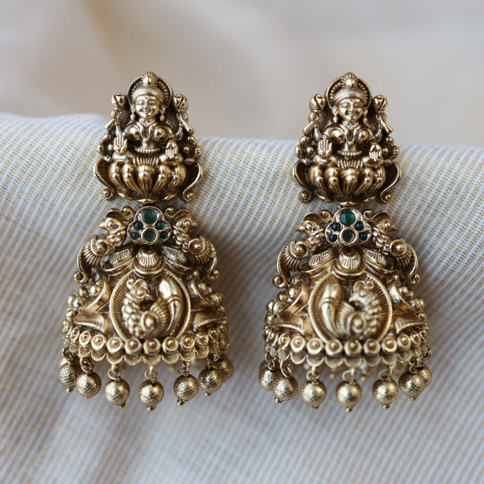 Antique gold temple design jumka earrings AJJ9077