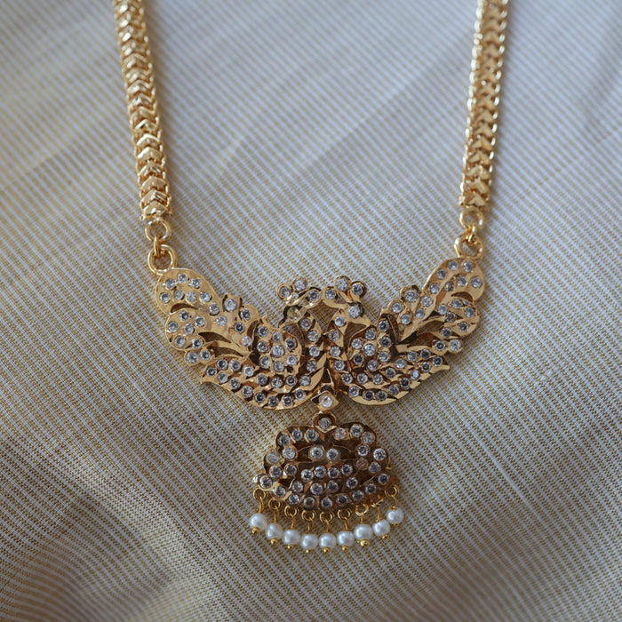 Heritage gold plated white stone pdakam short necklace HP216