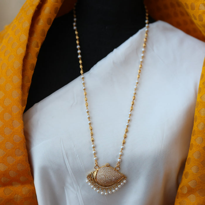 Heritage gold plated padakam pearl long necklace HP0276