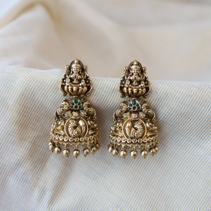 Antique gold temple design jumka earrings AJJ9077