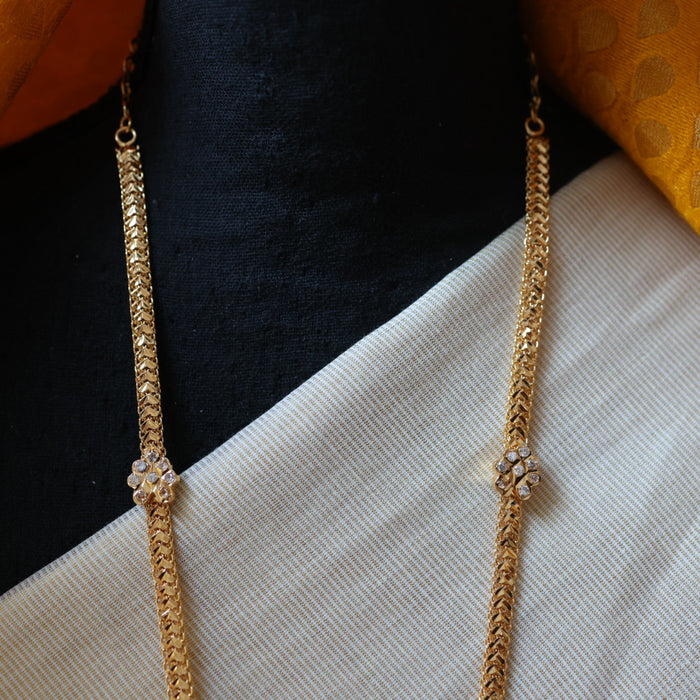 Heritage gold plated white stone pdakam short necklace HP216