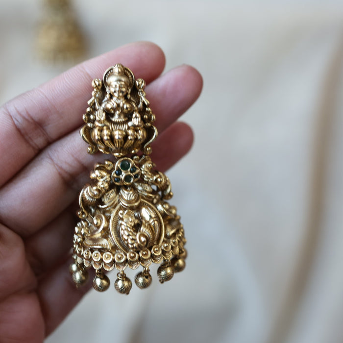 Antique gold temple design jumka earrings AJJ9077