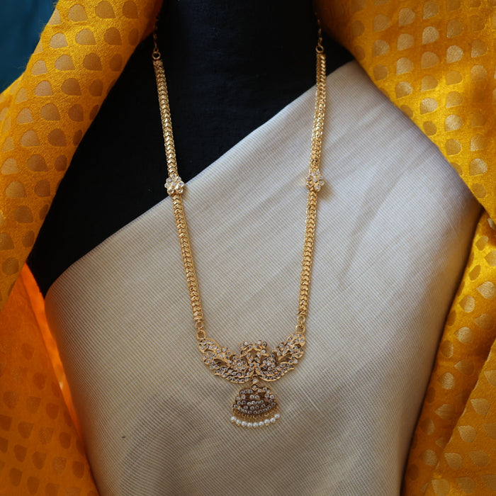 Heritage gold plated white stone pdakam short necklace HP216