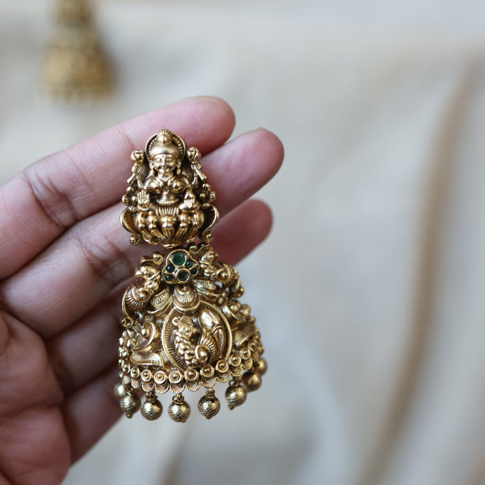 Antique gold temple design jumka earrings AJJ9077