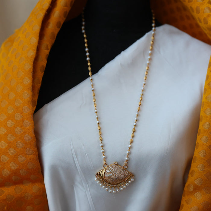 Heritage gold plated padakam pearl long necklace HP0276