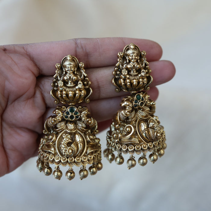 Antique gold temple design jumka earrings AJJ9077