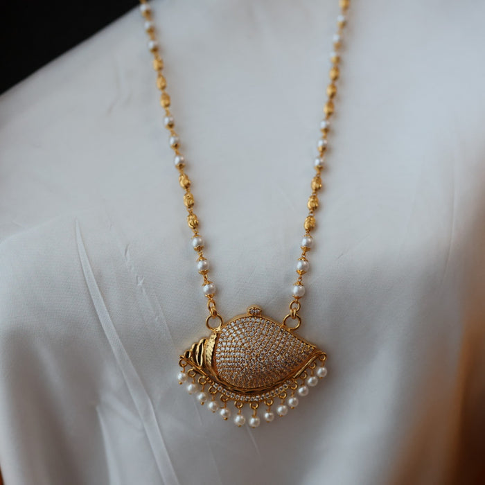 Heritage gold plated padakam pearl long necklace HP0276