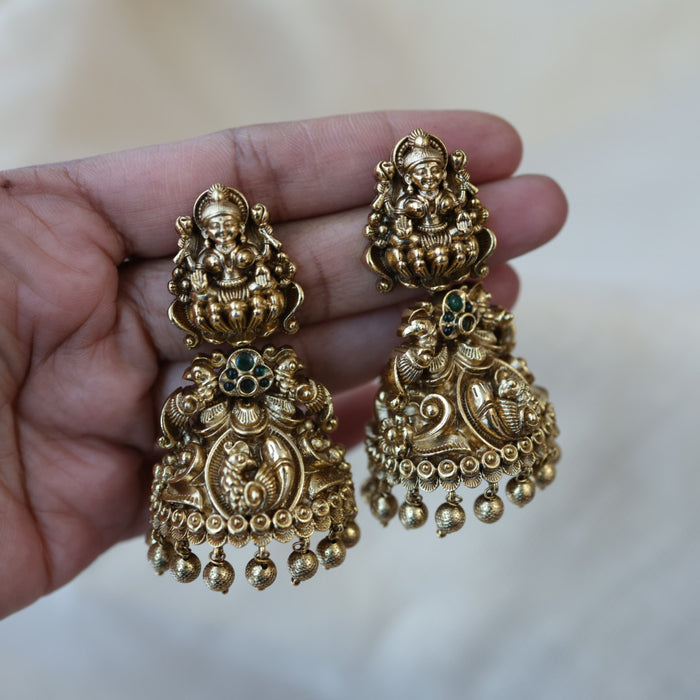 Antique gold temple design jumka earrings AJJ9077