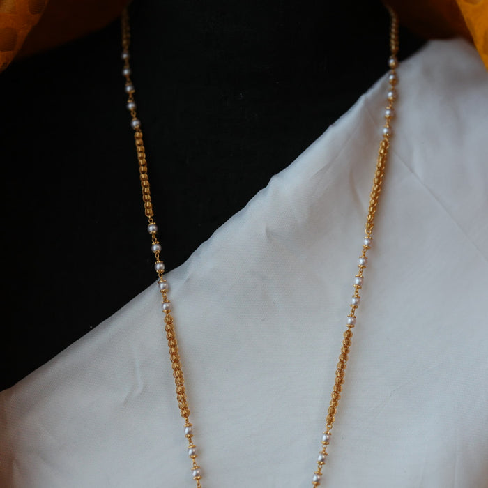 Heritage gold plated padakam pearl long necklace HP02762