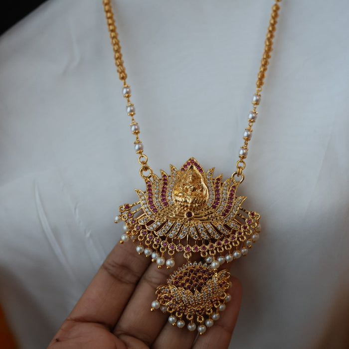 Heritage gold plated padakam pearl long necklace HP02762