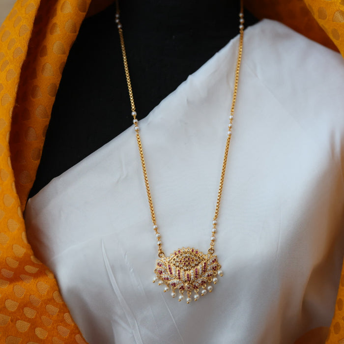 Heritage gold plated padakam pearl long necklace HP0275