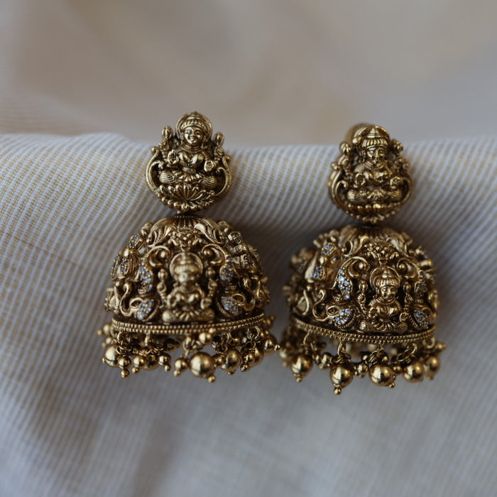 Antique gold temple design jumka earrings AJJ685