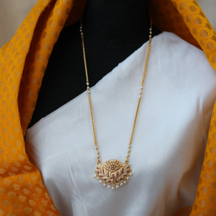 Heritage gold plated padakam pearl long necklace HP0275