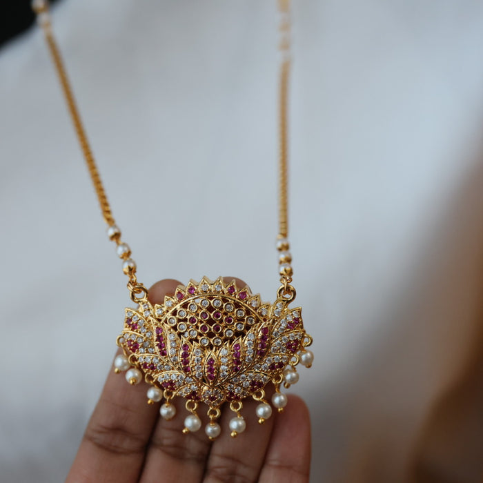 Heritage gold plated padakam pearl long necklace HP0275