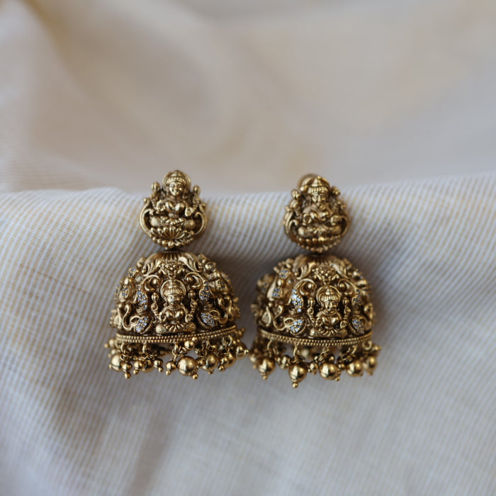 Antique gold temple design jumka earrings AJJ685