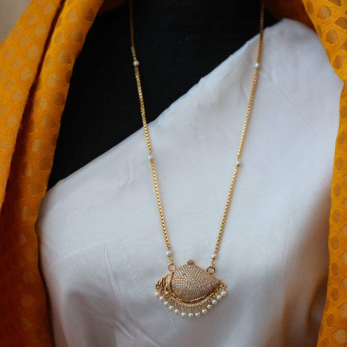 Heritage gold plated padakam pearl long necklace HP0274